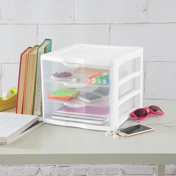 Sterilite 4-Pack 3 Drawer Unit, Stackable Plastic Organizer - Image 2