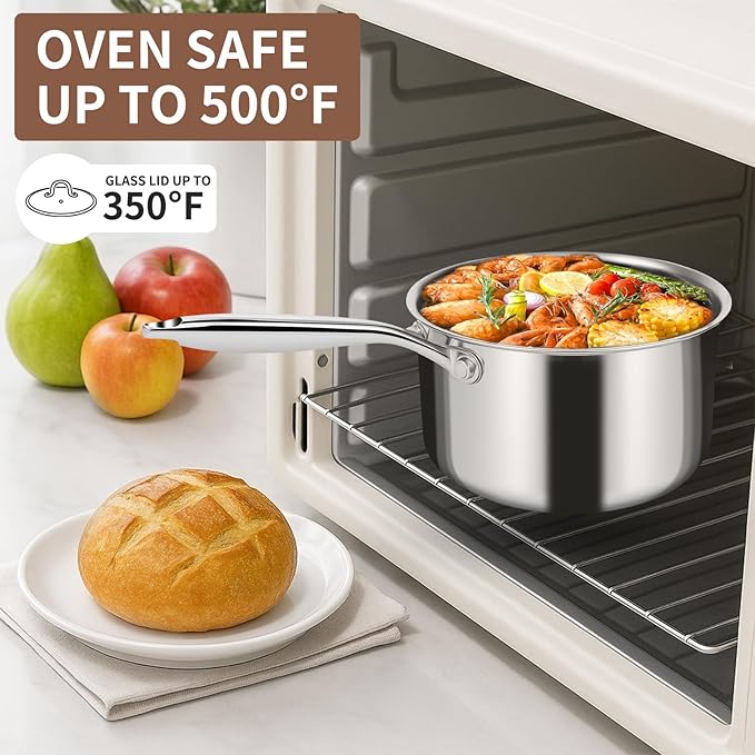 EWFEN 3 Ply Stainless Steel Sauce Pan Set - Image 8