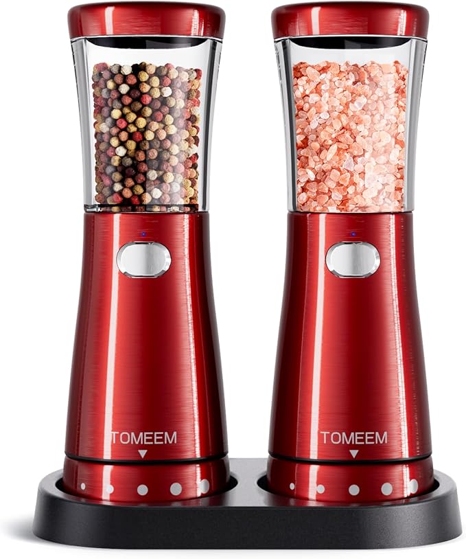 Electric Salt and Pepper Grinder Set by Tomeem