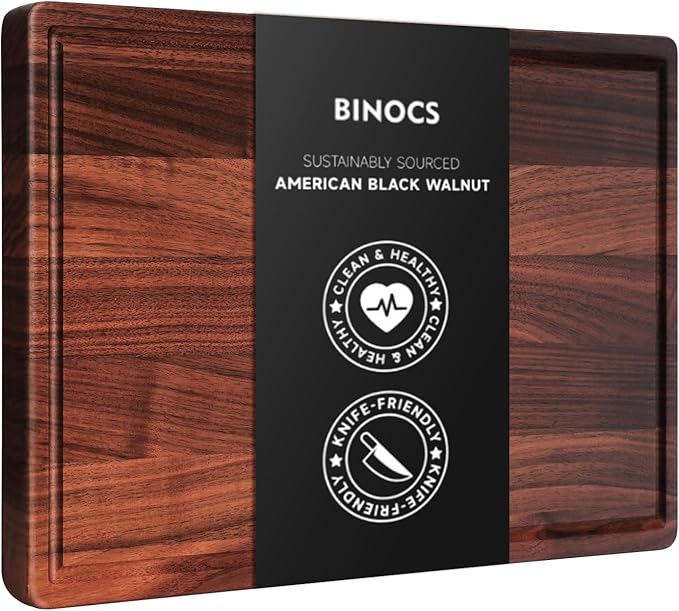 Walnut Wooden Cutting Boards for Kitchen, Solid Wood Cutting Board Set by BINOCS