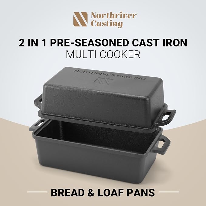 Northriver Casting 9×5 Inch Cast Iron Loaf Pan - Image 2
