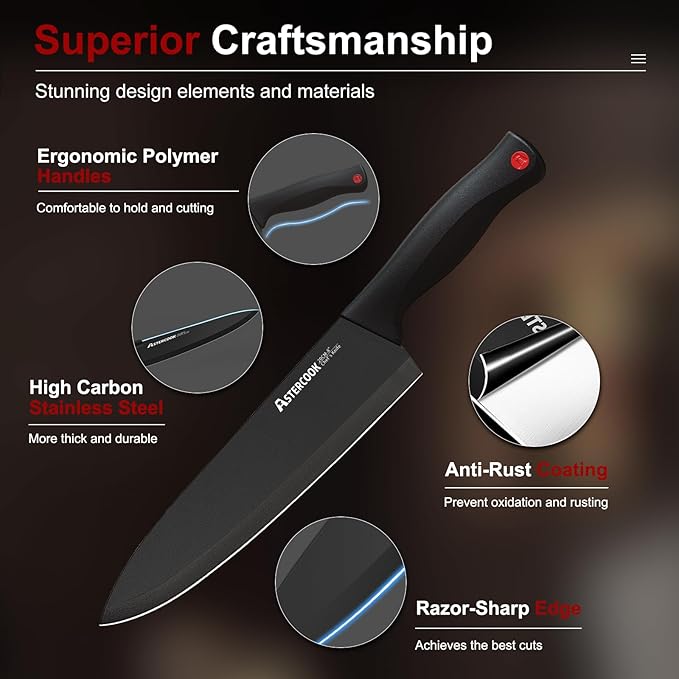 Knife Set, Astercook 15 Pieces Knife Sets - Image 4