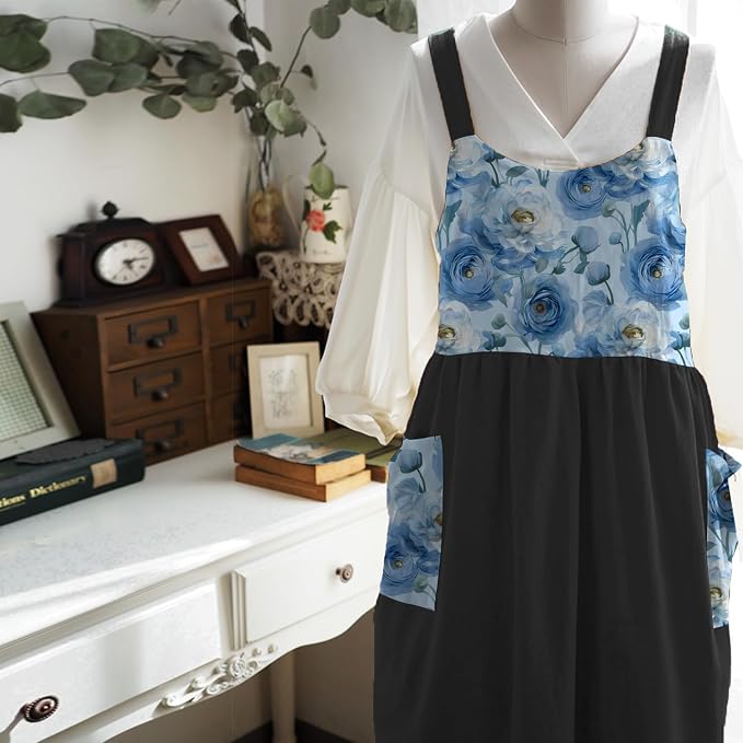 Uaussi Cotton Linen Apron Cross Back Work Apron - Image 3