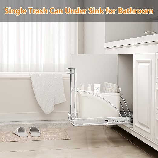ANASTA Single Pull Out Trash Can Under Cabinet 7-13 Gal, Heavy Duty Under Sink - Image 4