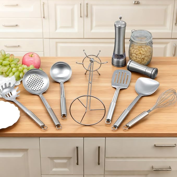 Stainless Steel Kitchen Cooking Utensils Set of 7 - Image 7
