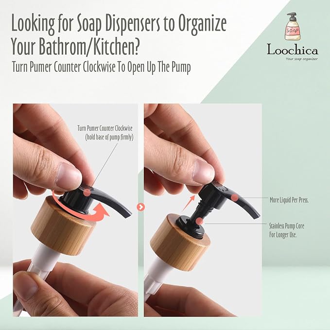 LOOCHICA 2 Pack Clear Glass Soap Dispenser - Image 9
