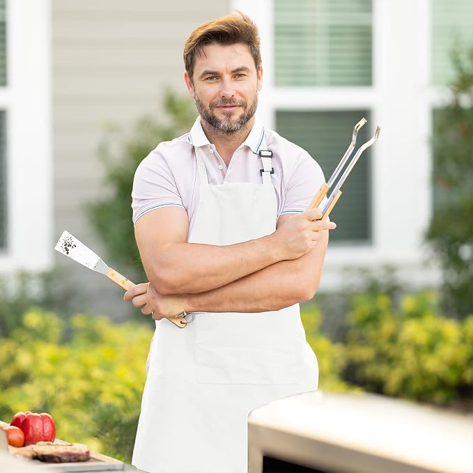 Adjustable Bib Apron 100% Polyester Kitchen Aprons Waterdrop Resistant Aprons - Image 3