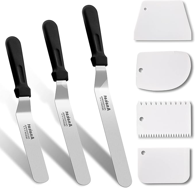 Anaeat Icing Spatula, 3 Pieces Professional Angled Offset Frosting Spatulas by Anaeat