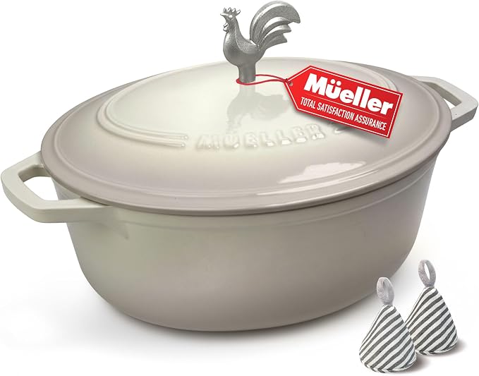 MUELLER HOME 5.5 Quart Enameled Cast Iron Oval Dutch Oven by MUELLERHOME