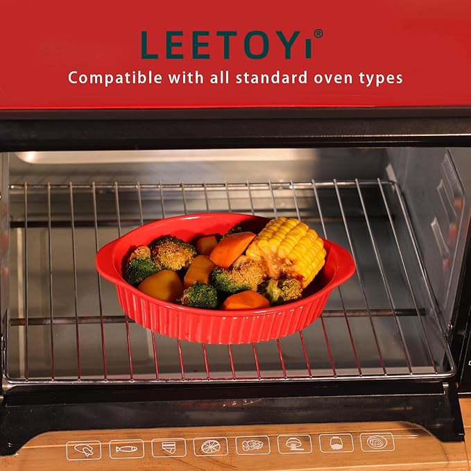 LEETOYI Porcelain Small Oval Au Gratin Pans, Baking Dish Set - Image 3