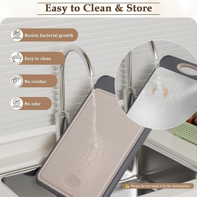 GUANCI Cutting Board for Kitchen, Stainless Steel Cutting Board Double Sided - Image 7