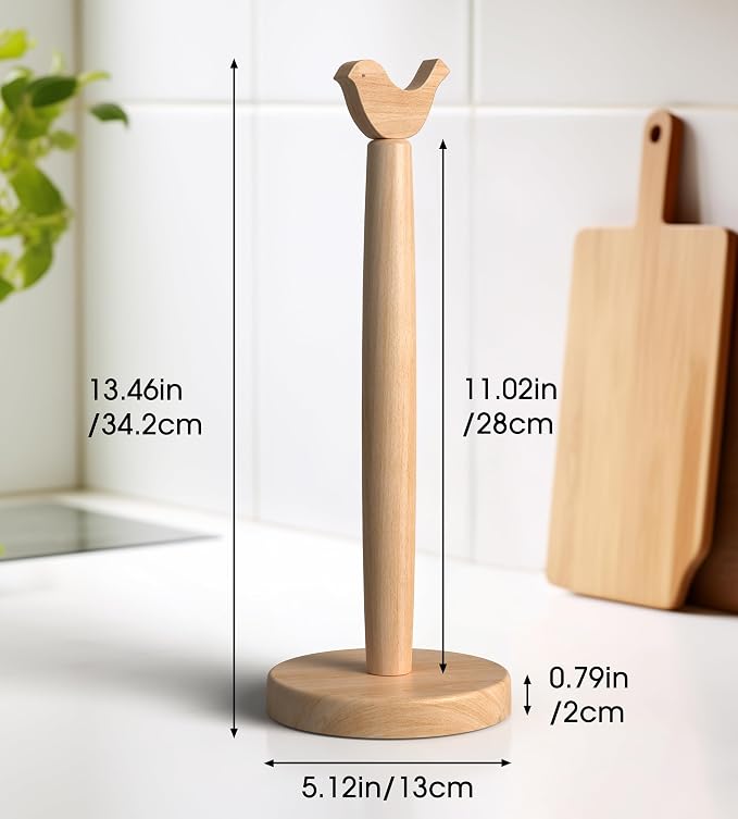 KitchLife Cute Wooden Paper Towel Holder Countertop - Image 2