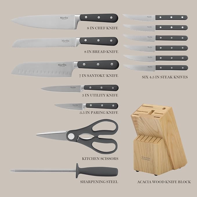 MARTHA STEWART Eastwalk 14 Piece High Carbon Stainless Steel Cutlery Knife - Image 3