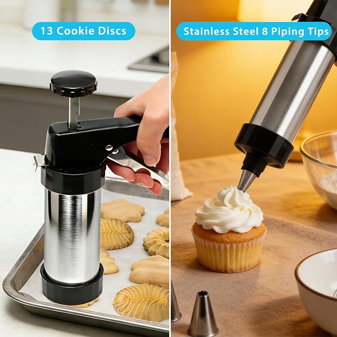 Stainless Steel Cookies Press, Cookie Press Gun Kit - Image 4