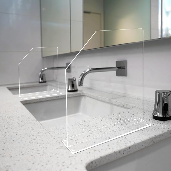 Vesici 2 Pcs Clear Acrylic Sink Splash Guard Freestanding Panel Barrier - Image 4