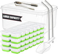 56pcs Ice Cube Tray with Lid and Bin – Stackable 4 Trays Plastic Silicone by CozyKitchenEssentials