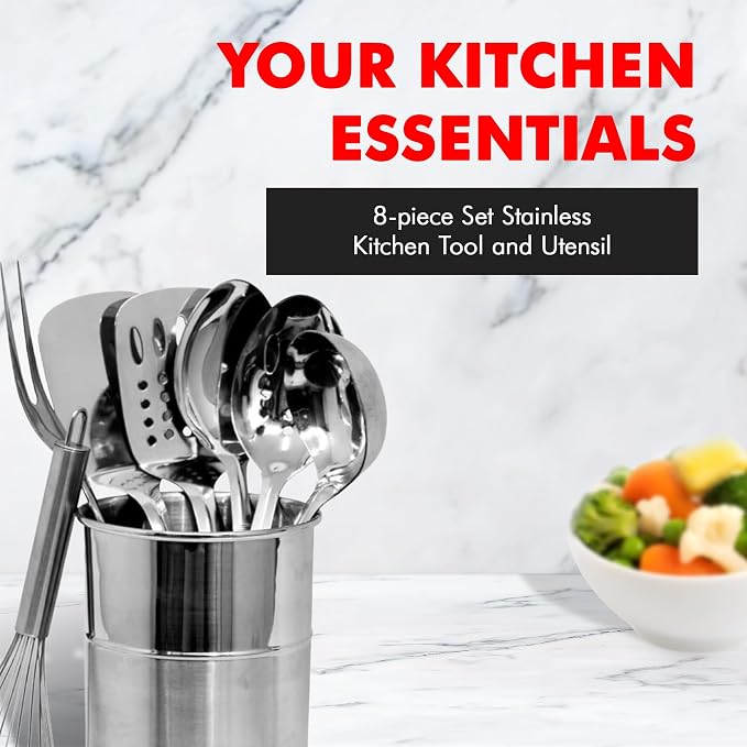 Chef Craft - 8 Piece Stainless Steel Kitchen Utensils Set - Image 2