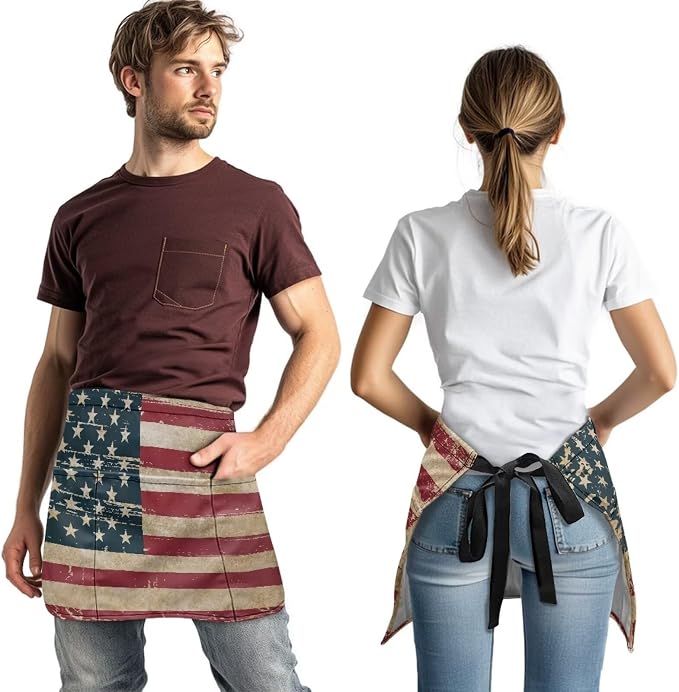 Server Apron with 3 Pockets, Waterproof Oil Waitress Waiter Half Apron - Image 3