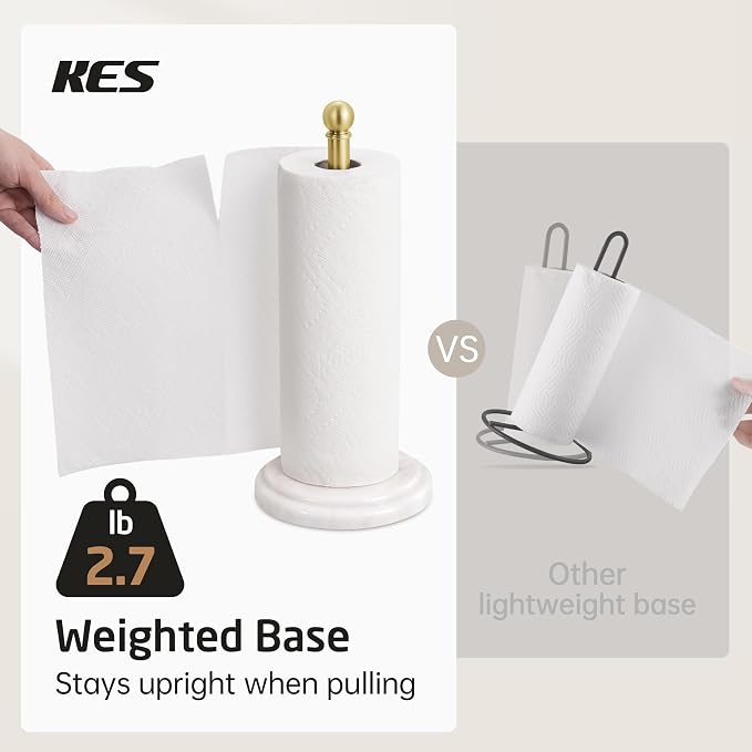 KES Brushed Gold Marble Paper Towel Holder Countertop - Image 4