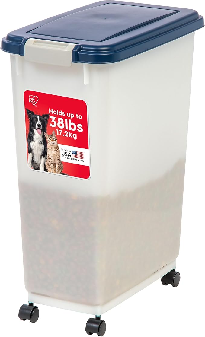 IRIS USA Airtight Dog Food Storage Container, Attachable Wheels, by IRISUSA