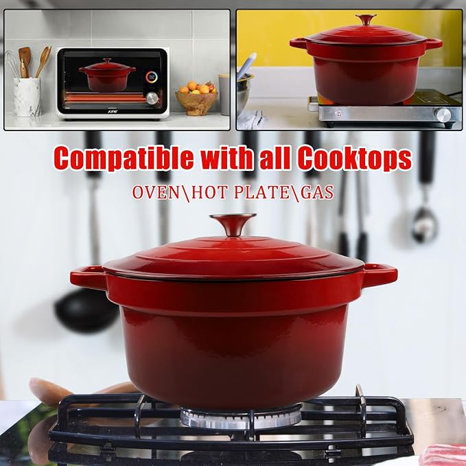 CUKOR 7QT Dutch Oven Pot With Lid, Ceramic Dutch Ovens - Image 2