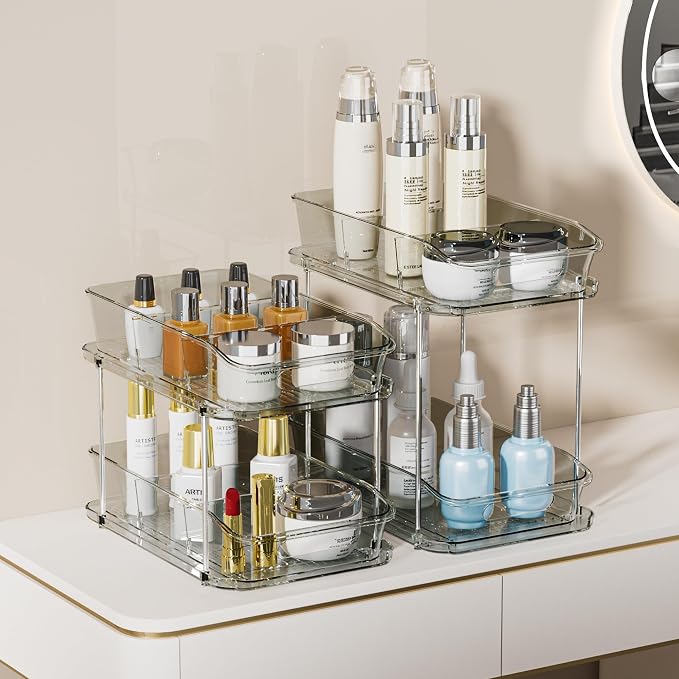 Delamu 2-Tier Under Sink Organizers and Storage, Pull Out Kitchen Pantry - Image 2
