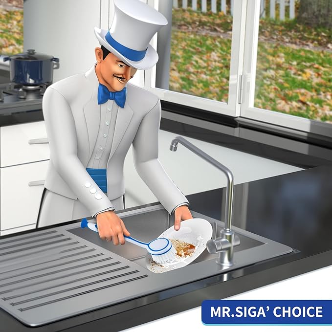 MR.SIGA Round Dish Brush, Size: Dia 5.5 x 25cm - Image 2