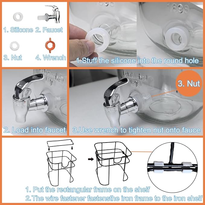 1 Gallon Glass Drink Dispenser for Parties, HENABLE Beverage Dispensers - Image 6