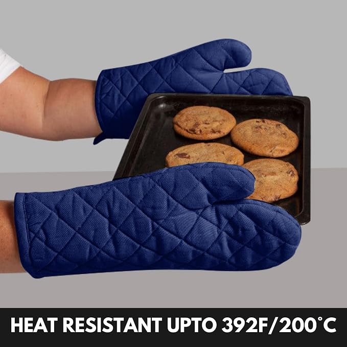 Oven Mitt & Pot Holder 100% Cotton Set of Heat Resistant Oven Gloves & Hot Pads - Image 3