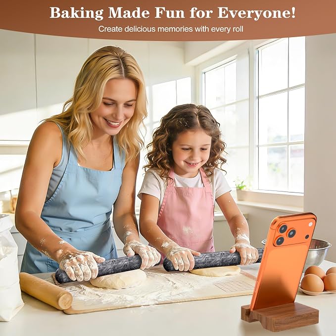 Marble Rolling Pin with Wooden Stand, FiiMan 12 Inch Heavy Rolling Pin - Image 5