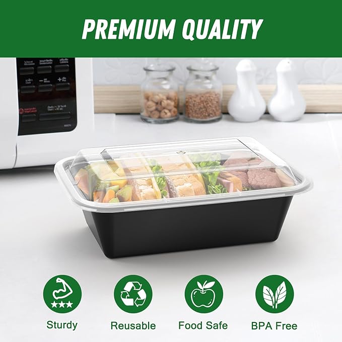 Dealusy 50 Pack 24 oz Meal Prep Containers Reusable - Image 3