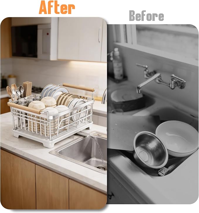 Dish Drying Rack for Kitchen Counter, Stainless Steel Dish Rack - Image 3