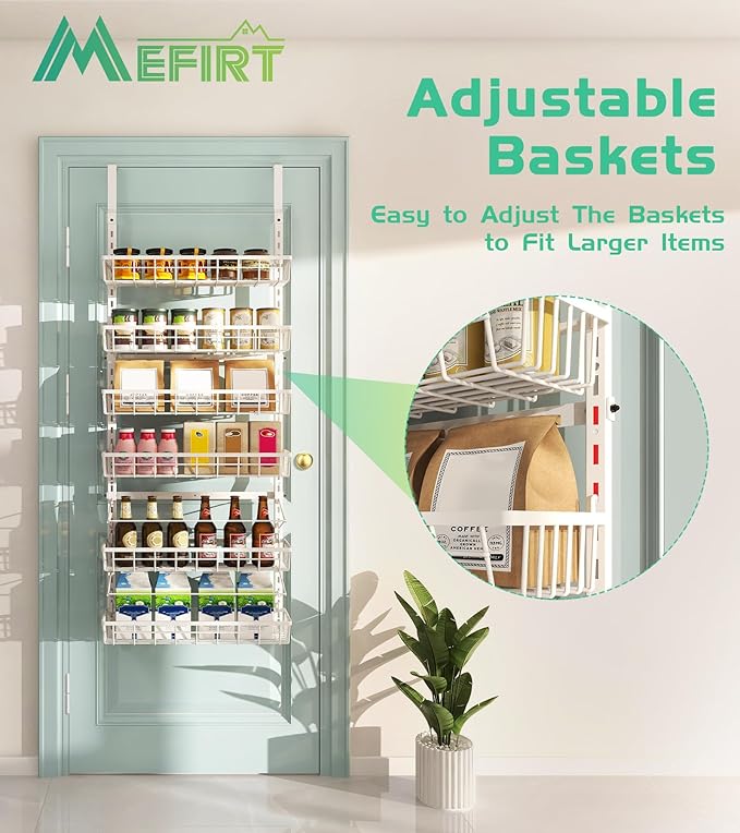 Mefirt Over The Door Pantry Organizer, Wall Mount Spice Rack, Pantry Hanging - Image 3