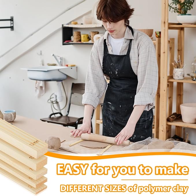 Sasylvia 20 Pcs Pottery Rolling Pin Guides Wood Teaching Rolling Mud Stick - Image 5