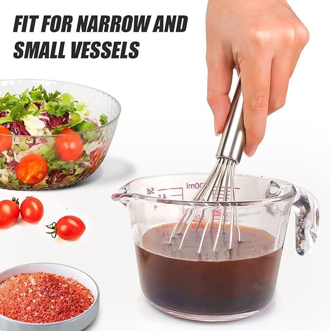 Walfos Mini Whisk, 6+8 in Small Whisk, 304 Stainless steel Whisks Heat - Image 4