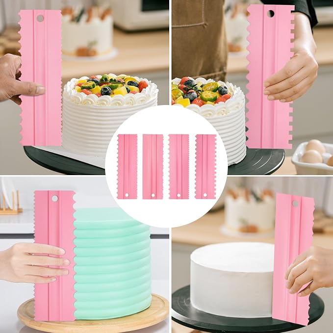 12 Pcs Adjustable Cake Smoother Set, Plastic Cake Decorating Tools Comb and - Image 7