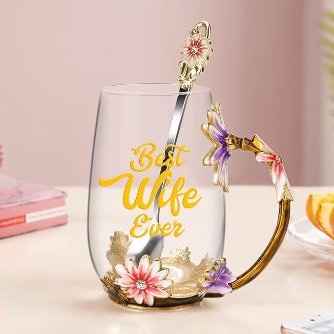 OEAGO Gifts for Wife from Husband Romantic Tea Cup Gifts for Her Birthday - Image 7