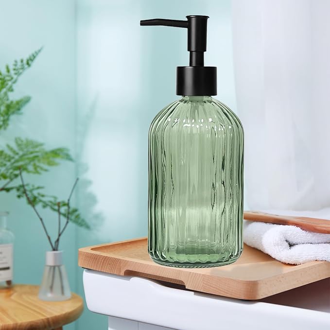 14 Oz Black Pump Glass Soap Dispenser, - Image 7