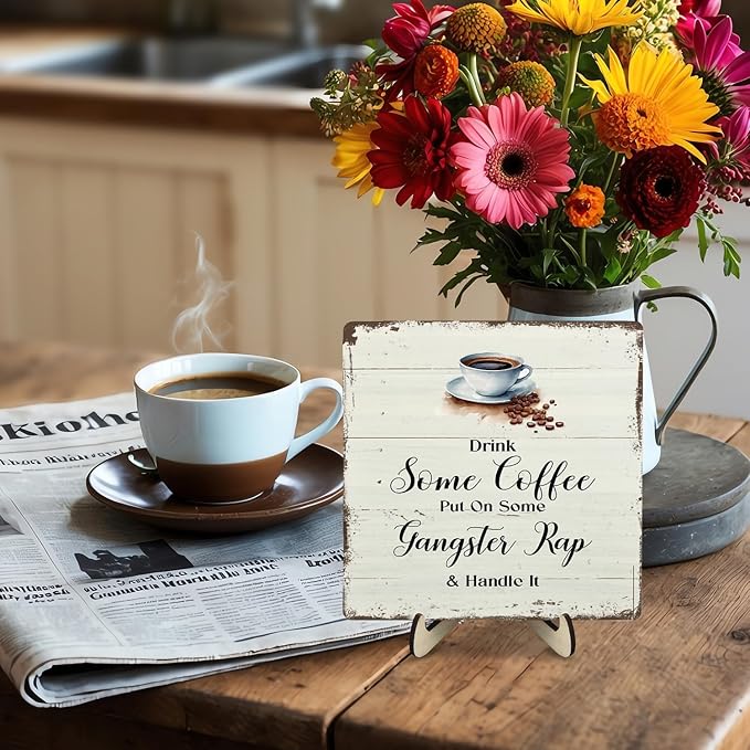 Coffee Bar Sign Plaque for Coffee Station, Vintage Cafe Sign Decor for Kitchen - Image 5