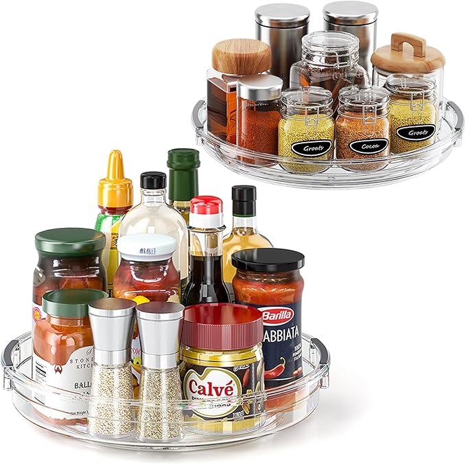 LAMU 2 Pack Clear Lazy Susan Turntable Organizer by YourHome-OrganizationHelper
