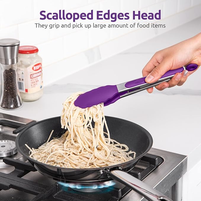 600ºF Heat Resistant Kitchen Tongs: U-Taste 9 inch Silicone Cooking Tong - Image 4
