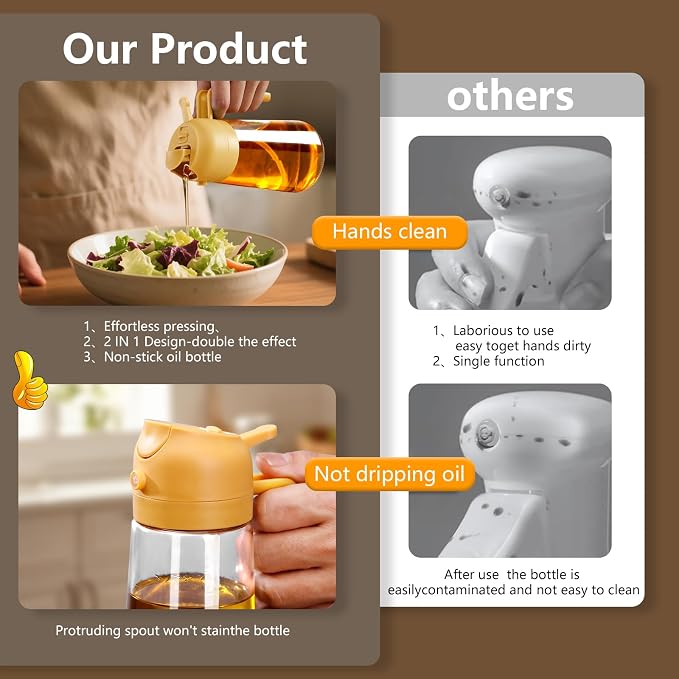 SWEET VIEW Oil Sprayer for Cooking, 16oz/470ml 2 In 1 Glass Olive Oil Sprayr & - Image 6