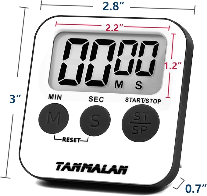 Tanmalan Kitchen Timer for Cooking Loud Alarm, Large Display, Auto Memory Loud - Image 3