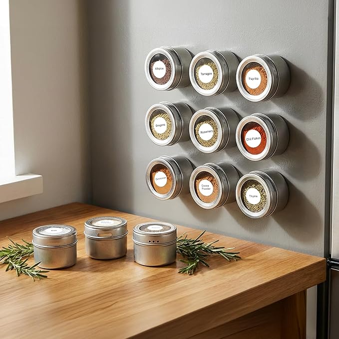 Bekith 20 Pack Magnetic Spice Jars, Magnetic Spice Containers - Image 6