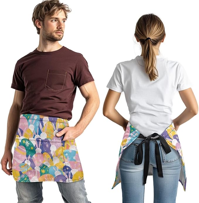Server Apron with 3 Pockets, Waterproof Oil Waitress Waiter Half Apron - Image 3