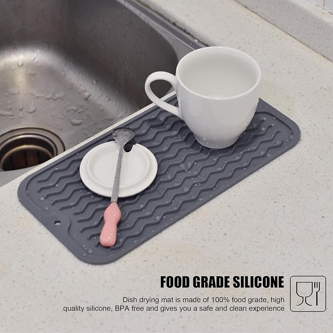 Silicone Dish Drying Mat, Non-Slip Easy Clean Sink Mat Large Heat-resistant - Image 6