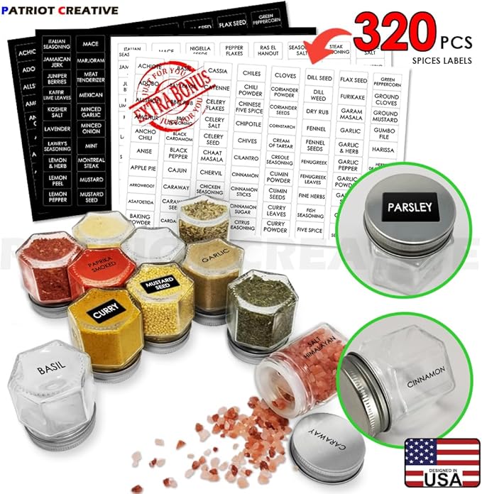 Patriot Set of 21 Large 4oz Magnetic Spice Jars - Image 3