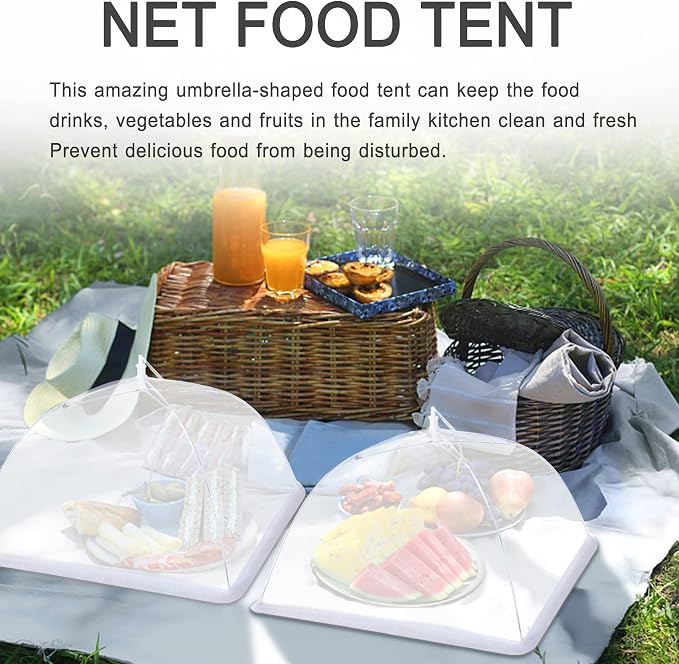 JULBEAR 4 Pcs Mesh Food Cover Tent Large and Tall Umbrella Food Screen Covers - Image 6