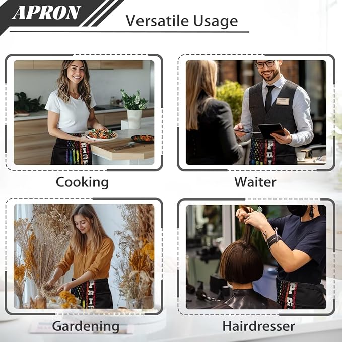 Server Apron with 3 Pockets, Waterproof Oil Waitress Waiter Half Apron - Image 5