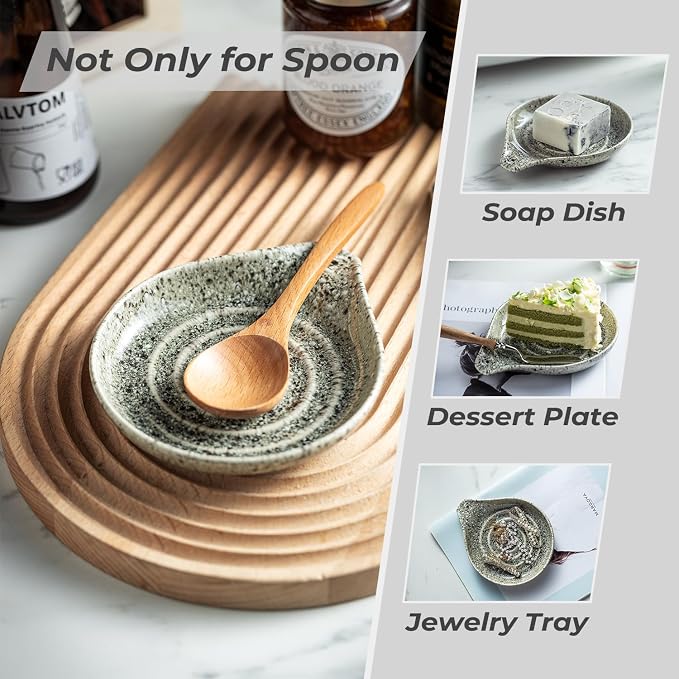 LAUCHUH Spoon Rest for Stove Top, 5 inch Large Ceramic Spoon Holder for Kitchen - Image 4